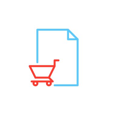 Satınalma sipariş satırı simgesi, Anahat vektör işareti, üzerinde beyaz izole doğrusal renkli sembol. Sembol, logo illüstrasyon. Düzenlenebilir inme. Piksel mükemmel