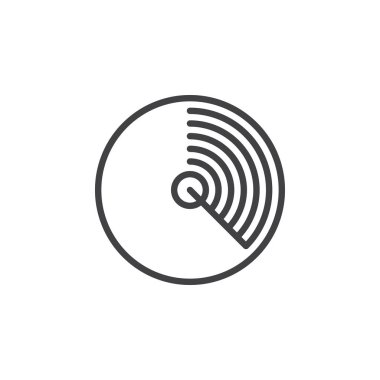 Radar satırı simgesi, Anahat vektör işareti üzerinde beyaz izole doğrusal stil piktogram. Sembol, logo illüstrasyon. Düzenlenebilir inme. Piksel mükemmel