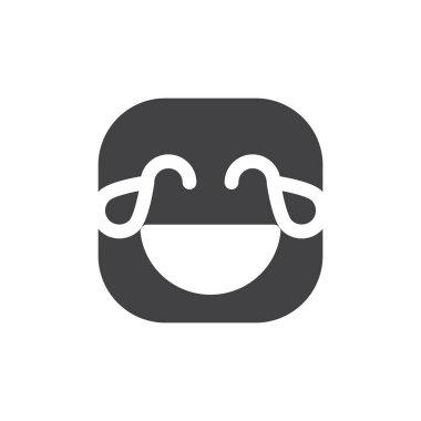Yüz ile gözyaşları sevinç emoji. glif kutsal kişilerin resmi, vektör ifade