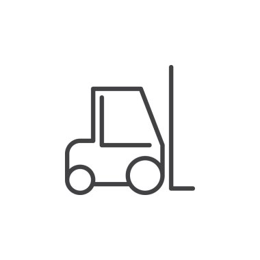 Forklift satırı simgesi, vektör işareti, anahat üzerinde beyaz izole doğrusal stil piktogram. Sembol, logo illüstrasyon. Düzenlenebilir inme. Piksel mükemmel