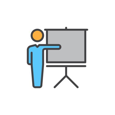 Dolu eğitim anahat simgesini, renkli vektör işaret, sembol, logo çizim