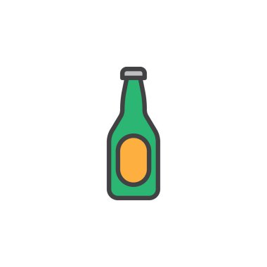 Bira şişesi dolu anahat simgesini, çizgi vektör işareti, doğrusal renkli sembol. Sembol, logo illüstrasyon. Piksel mükemmel