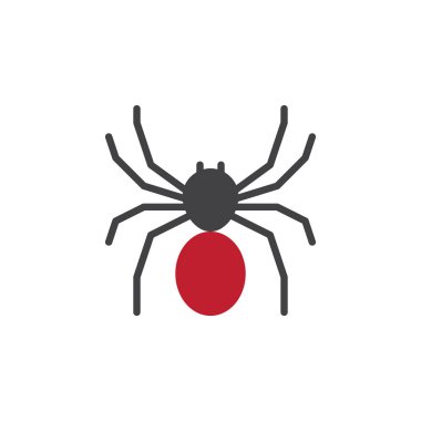 Örümcek simge vektör, düz işareti, üzerinde beyaz izole katı renkli sembol dolu. Sembol, logo illüstrasyon. Piksel mükemmel