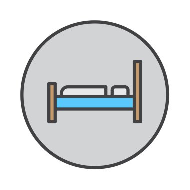 Yatak yuvarlak renkli vektör işareti, dairesel düz piktogram anahat simgesini dolu. Sembol, logo illüstrasyon