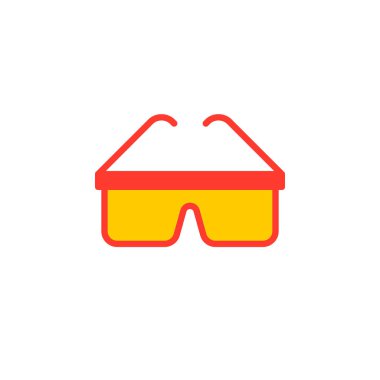 Koruyucu gözlük renkli vektör simgesi, düz işareti, üzerinde beyaz izole katı piktogram dolu. Sembol, logo illüstrasyon. Piksel mükemmel