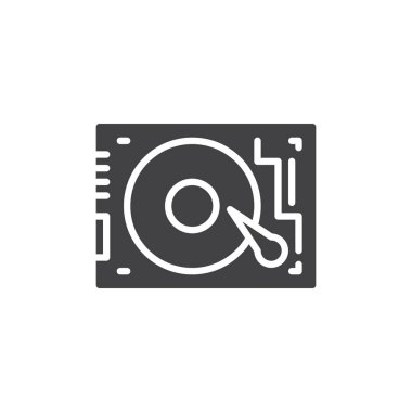 HDD, sabit disk sürücüsü simge vektör, düz işareti, üzerinde beyaz izole katı piktogram dolu. Sembol, logo illüstrasyon. Piksel mükemmel