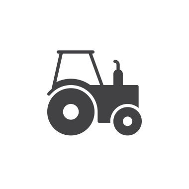 Traktör simge vektör, düz işareti, üzerinde beyaz izole katı piktogram dolu. Sembol, logo illüstrasyon. Piksel mükemmel