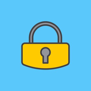 Kilit, parola anahat simgesini, çizgi vektör işareti, doğrusal renkli sembol dolu. Sembol, logo illüstrasyon. Piksel mükemmel
