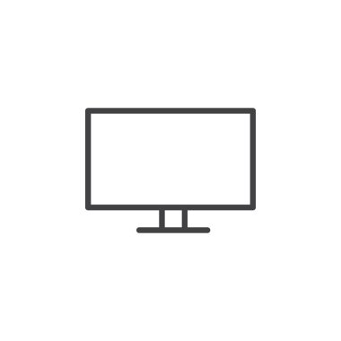 Düz ekran Tv satırı simgesi, vektör işareti, anahat üzerinde beyaz izole doğrusal stil piktogram. Sembol, logo illüstrasyon. Düzenlenebilir inme. Piksel mükemmel