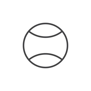 Tenis topu satırı simgesi, Anahat vektör işareti üzerinde beyaz izole doğrusal stil piktogram. Sembol, logo illüstrasyon. Düzenlenebilir inme. Piksel mükemmel