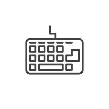 Bilgisayar klavye satırı simgesi, Anahat vektör işareti üzerinde beyaz izole doğrusal stil piktogram. Sembol, logo illüstrasyon. Düzenlenebilir inme. Piksel mükemmel