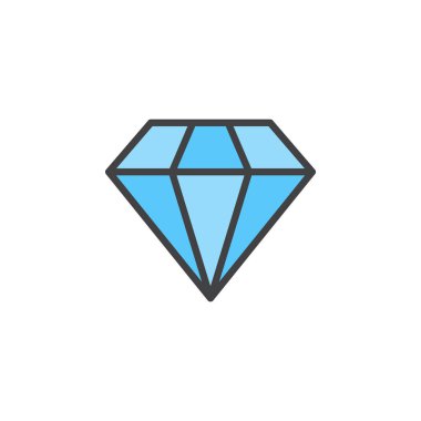 Elmas satırı simgesi, doldurulmuş Anahat vektör işareti, üzerinde beyaz izole doğrusal renkli sembol. Değerli taş sembolü, logo illüstrasyon. Düzenlenebilir inme. Piksel mükemmel