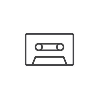 Ses kaset satırı simgesi, Anahat vektör işareti üzerinde beyaz izole doğrusal stil piktogram. Sembol, logo illüstrasyon. Düzenlenebilir inme. Piksel mükemmel