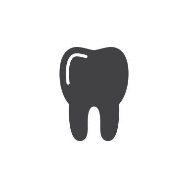 Diş simge vektör, dolu düz işareti, üzerinde beyaz izole katı piktogram. Sembol, logo illüstrasyon. Piksel mükemmel