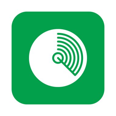 Radar düz simgesi, dolgulu vektör işareti, yuvarlatılmış kare düğmesini üzerinde beyaz izole renkli sembol. Sembol, logo illüstrasyon. Düz tasarım, piksel mükemmel