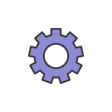 Gearwheel, ayarlar anahat simgesini, çizgi vektör işareti, üzerinde beyaz izole doğrusal stil piktogram dolu. Sembol, logo illüstrasyon. Düzenlenebilir inme. Piksel mükemmel