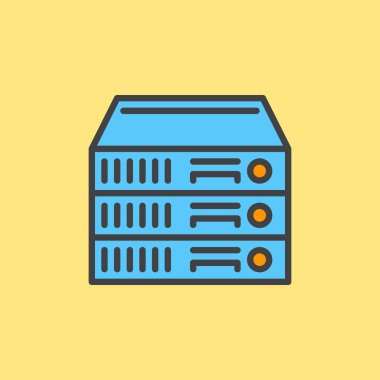 Anahat simgesini, renkli vektör işareti raf tipi sunucular dolu