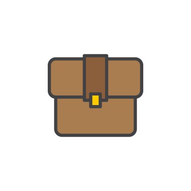 Evrak Çantası'nı satırı simgesi, doldurulmuş Anahat vektör işareti, üzerinde beyaz izole doğrusal renkli sembol. Portföy sembolü, logo illüstrasyon. Düzenlenebilir inme. Piksel mükemmel