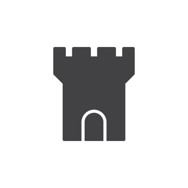 Kale kule simge vektör, düz işareti, üzerinde beyaz izole katı piktogram dolu. Sembol, logo illüstrasyon. Piksel mükemmel