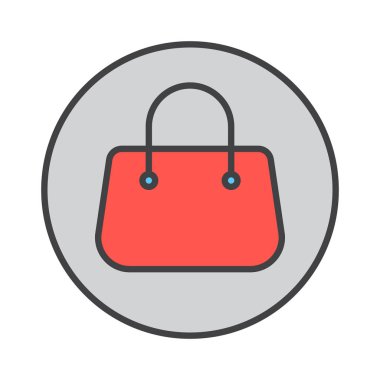 Çanta çanta doldurulmuş anahat simgesini, renkli vektör işareti, dairesel piktogram yuvarlak. Sembol, logo illüstrasyon