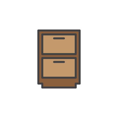 Kabine, arşiv satırı simgesi, Anahat vektör işareti, üzerinde beyaz izole doğrusal renkli sembol dolu. Sembol, logo illüstrasyon. Düzenlenebilir inme. Piksel mükemmel