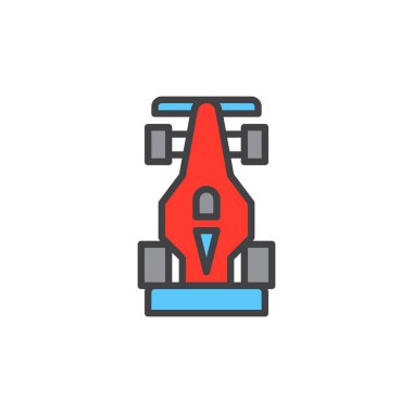 Açık tekerlek yarış araba doldurulmuş anahat simgesini, vektör işareti, motor sporları renkli resimde