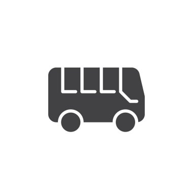 Otobüs simge vektör, dolu düz işareti, üzerinde beyaz izole katı piktogram. Sembol, logo illüstrasyon. Piksel mükemmel