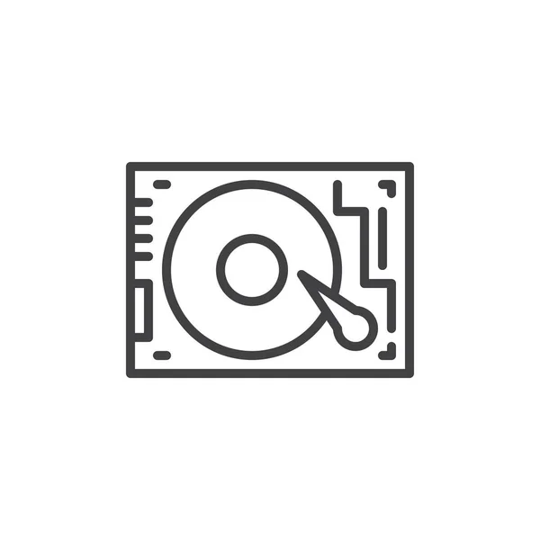 Ikon Garis Hard Disk Drive Tanda Vektor Garis Luar Piktogram - Stok Vektor