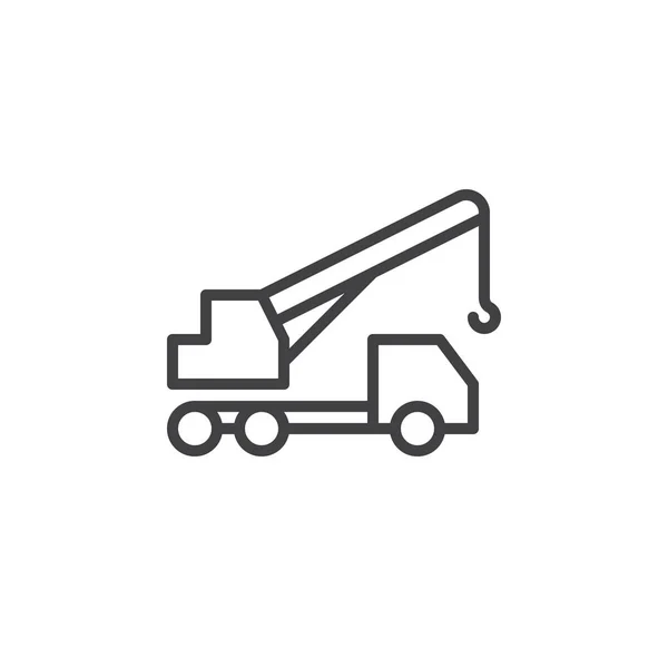 Mobile Telescopic Truck Mounted Crane Line Icon Outline Vector Sign — Stock Vector