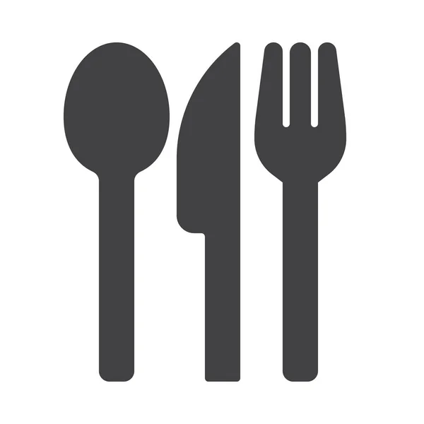 叉子勺子和刀图标向量 填充扁平的标志 固体象形文字隔离在白色 食物标志 标志例证 — 图库矢量图片