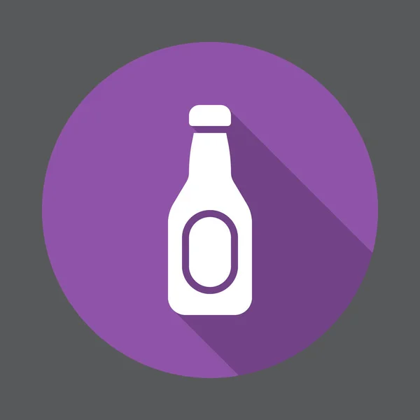 Beer Bottle Flat Icon Colorful Button Circular Vector Sign Long — Stock Vector