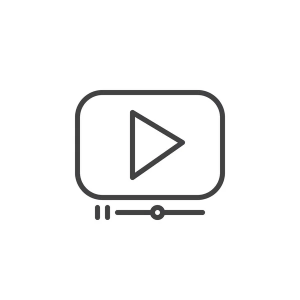 Online Videoplayer Liniensymbol Umrissvektorzeichen Lineares Piktogramm Auf Weiß Isoliert Symbol — Stockvektor