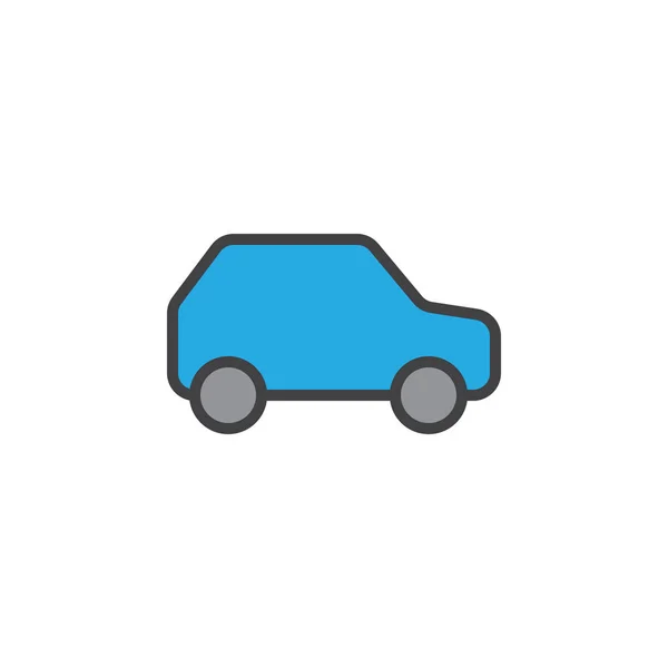 Coche Icono Del Contorno Lleno Automóviles Signo Vector Colorido Línea — Vector de stock