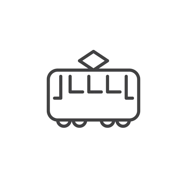 Иконка Трамвая Контур Векторного Знака Пиктограмма Линейного Стиля Изолированная Белом — стоковый вектор