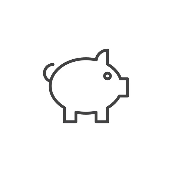 小猪银行线图标 轮廓向量标志 线性样式象形图查出在白色 徽标插图 可编辑的笔画 像素完美 — 图库矢量图片