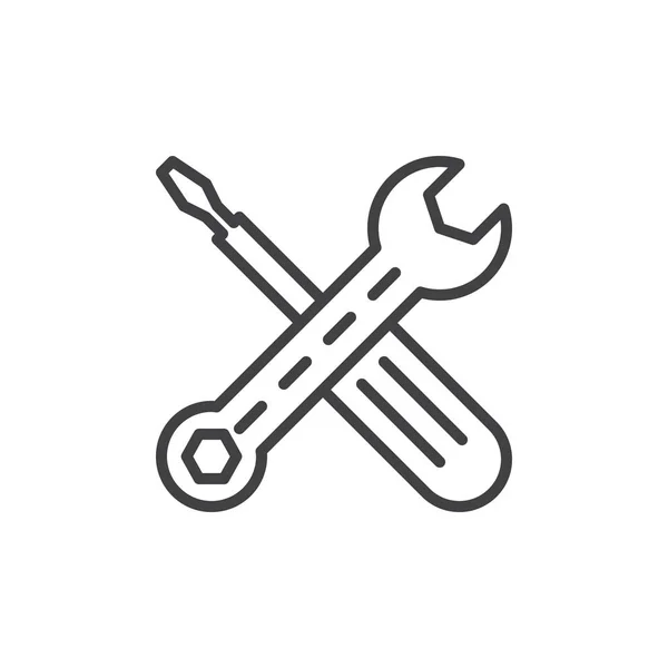 Maintenance Wrench Screwdriver Line Icon Outline Vector Sign Linear Style — Stock Vector