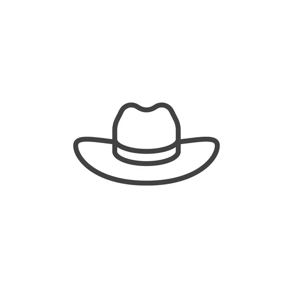 男子的牛仔帽子线图标 轮廓矢量符号 线性风格象形文字隔离在白色 徽标插图 可编辑的笔画 像素完美 — 图库矢量图片