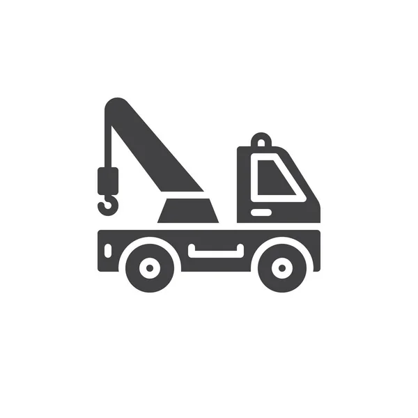牽引トラック アイコン ベクトル 塗りつぶされたフラット記号白地分離固体のピクトグラム シンボル ロゴの図 ピクセル完璧 — ストックベクタ