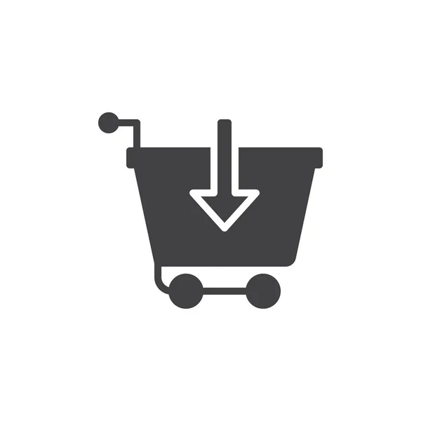 Carrito Compras Con Vector Icono Flecha Hacia Abajo Signo Plano — Vector de stock