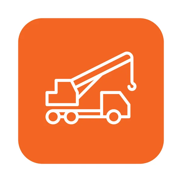 Mobile Telescopic Truck Mounted Crane Flat Line Icon Linear Vector — Stock Vector