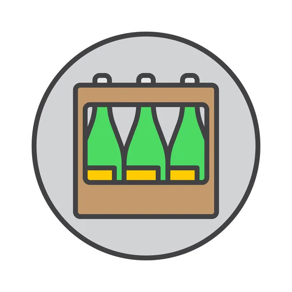 ボトル箱いっぱいアウトラインのアイコン カラフルなベクトル記号 円形フラット ピクトグラム ラウンド シンボル ロゴの図 — ストックベクタ