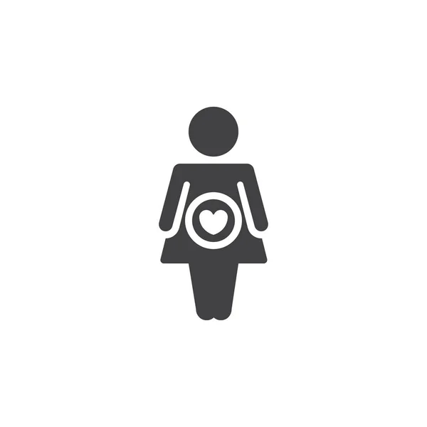 Kobieta Ciąży Wektor Wypełnione Płaskie Znak Stałe Piktogram Białym Tle — Wektor stockowy