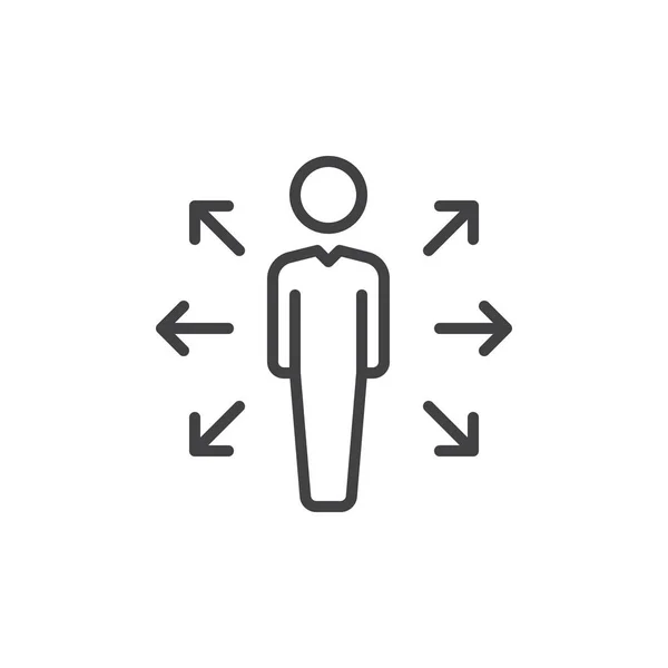 Иконка Линии Человека Стрелок Очертания Векторного Знака Пиктограмма Линейного Стиля — стоковый вектор