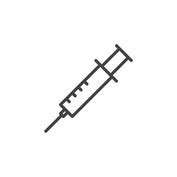 Siringa Icona Della Linea Iniezione Segno Vettoriale Contorno Pittogramma Stile — Vettoriale Stock