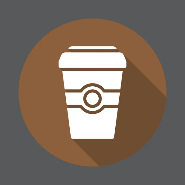 Kaffeepapiertasse Flach Vorhanden Runde Bunte Taste Kreisförmiges Vektorzeichen Mit Langem — Stockvektor
