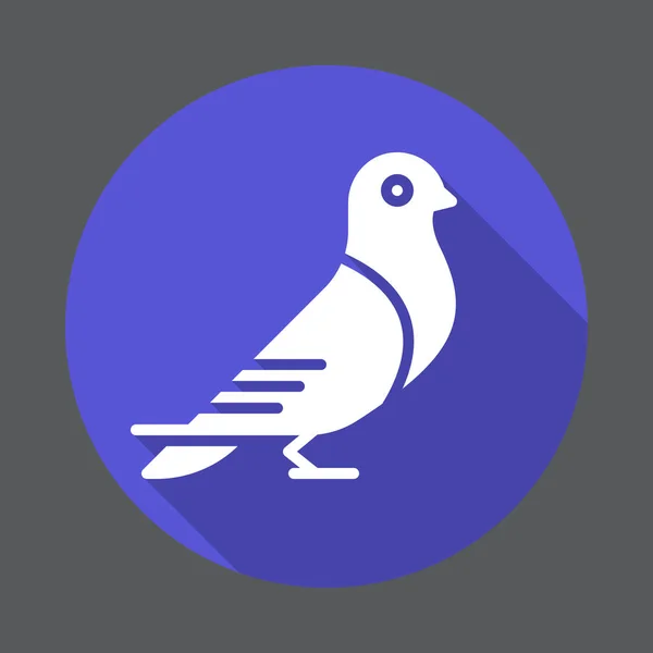 Colombe Pigeon Voyageur Icône Plate Bouton Rond Coloré Signe Vectoriel — Image vectorielle
