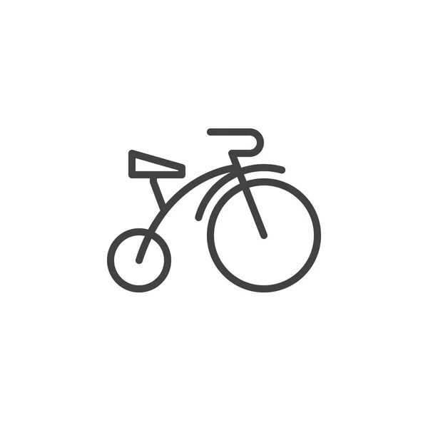 儿童自行车线图标 轮廓矢量符号 线性风格的象形文字隔离在白色 徽标插图 可编辑的笔画 像素完美 — 图库矢量图片