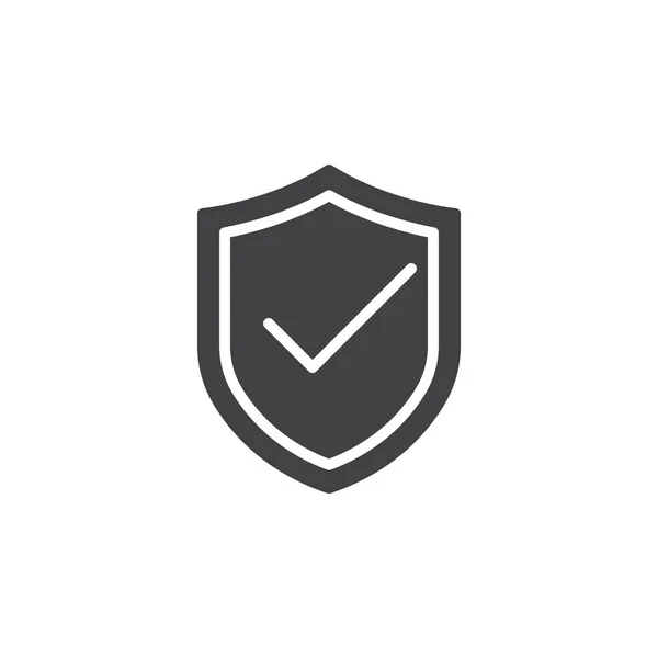 Escudo Con Marca Verificación Vector Icono Protección Signo Plano Lleno — Vector de stock