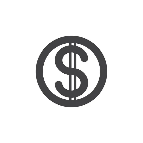 Dólar Moneda Icono Vector Lleno Signo Plano Pictograma Sólido Aislado — Vector de stock