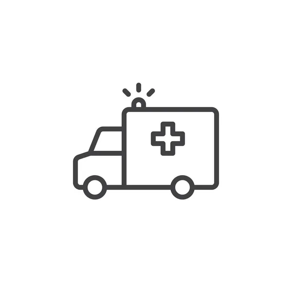 Ambulans Kamyon Satırı Simgesi Anahat Vektör Işareti Üzerinde Beyaz Izole — Stok Vektör